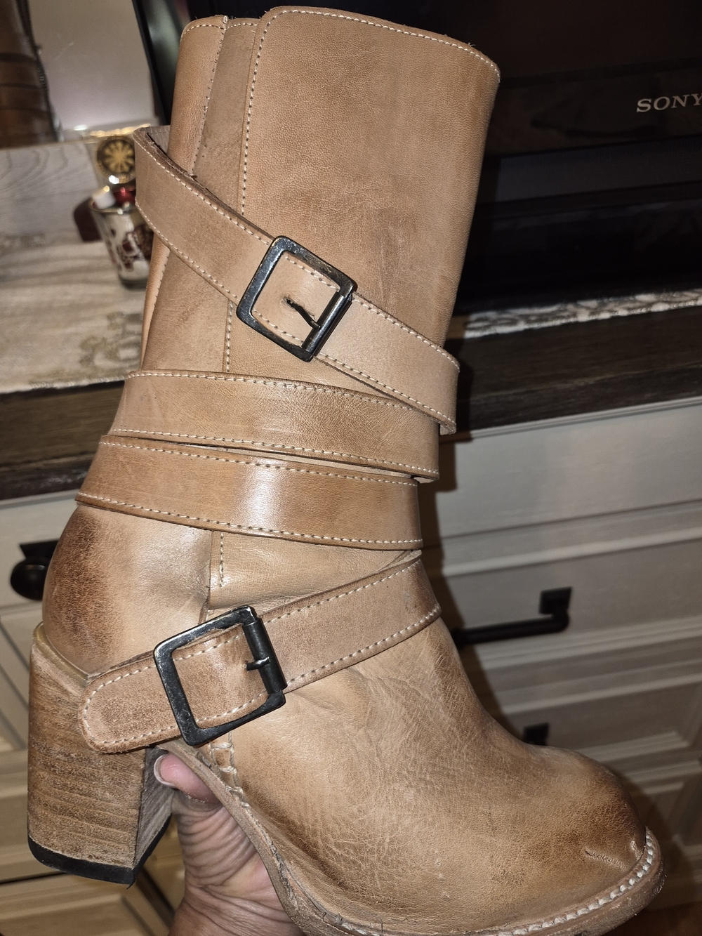 Freebird by Steven Tan Strappy Mid-Calf Heeled Boots